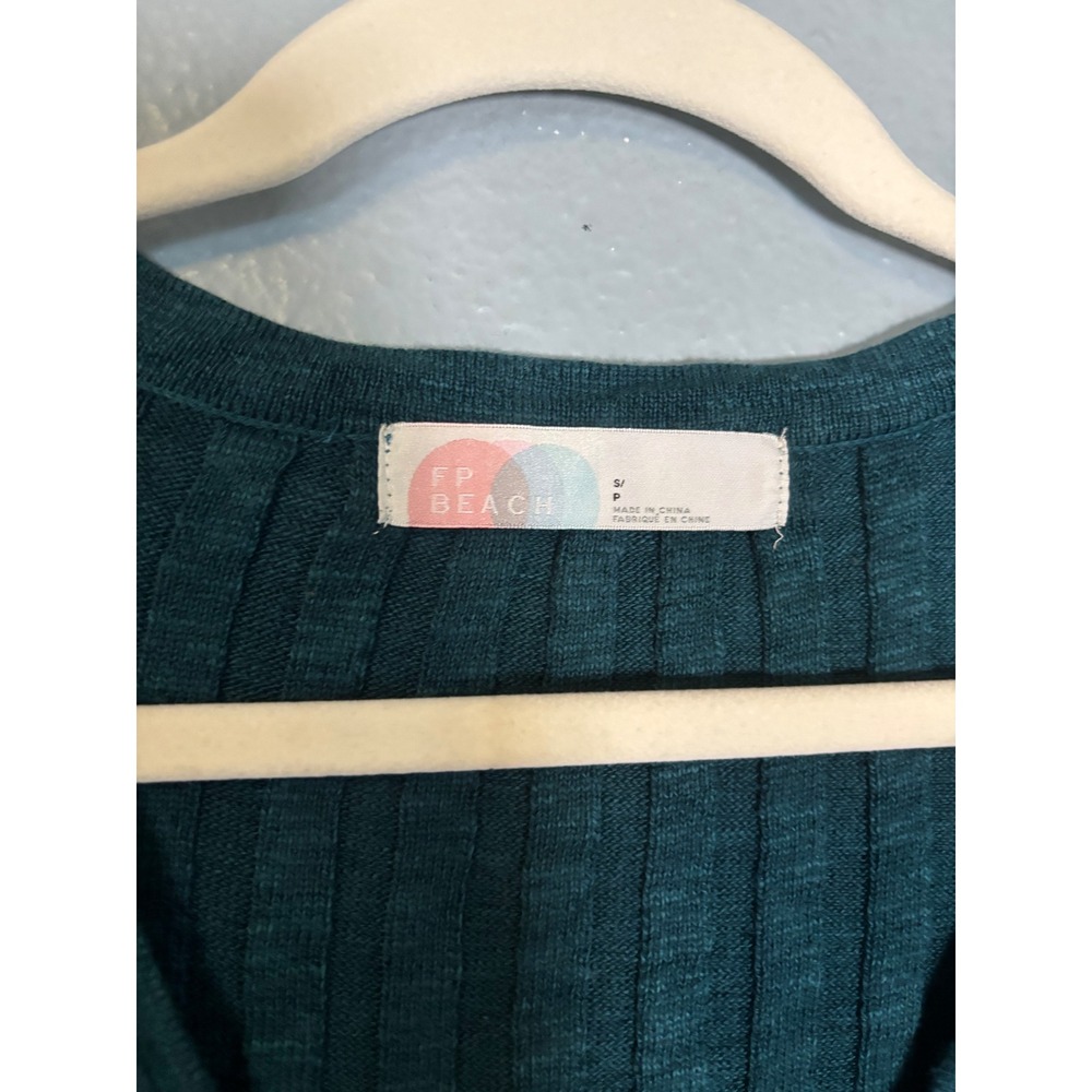 Free People Beach Veda Ribbed Knit V-Neck Sweater Vest Teal Green Small - Picture 4 of 7